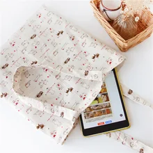 YILE из хлопка и льна хозяйственная сумка на плечо сумка для переноски экологический многоразовый мешок с принтом мультяшного белого кота красный капюшон L040