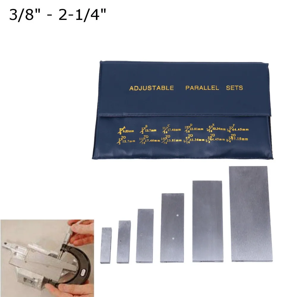 

(Ship from EU) 6Pcs 3/8''-2-1/4'' Adjustable Parallels Set Layout Inspection Measurement Tool