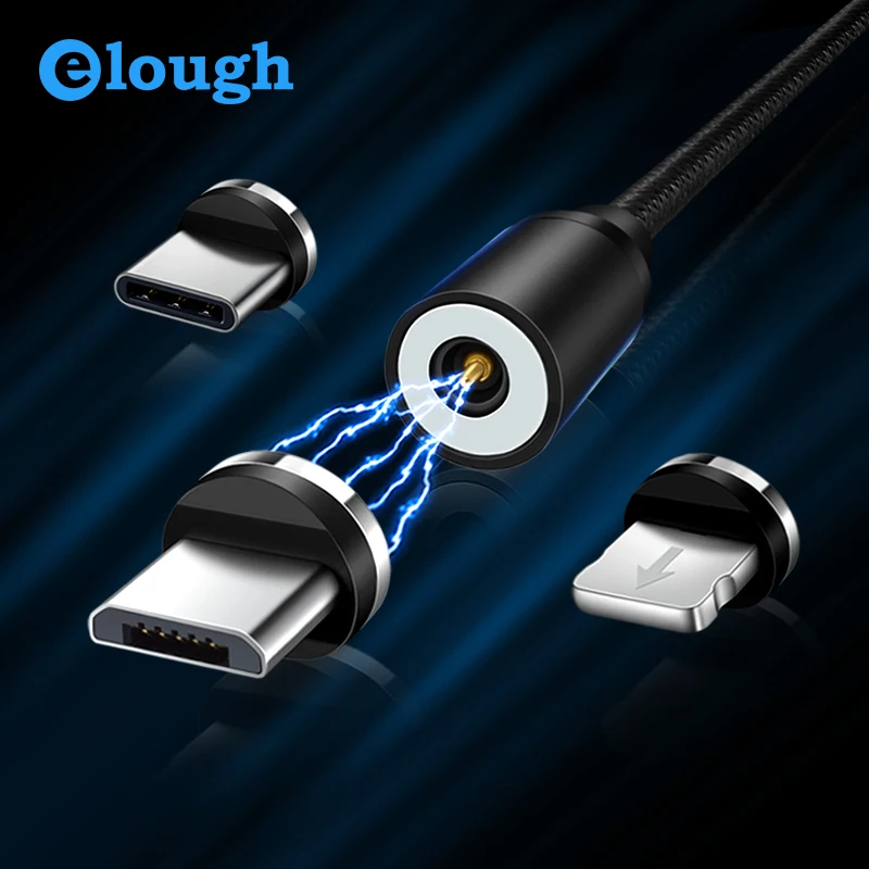 Kopen Elough E360 Magnetische Kabel Voor iPhone Micro USB Type C Mobiele Telefoon Opladen Kabel Type c Magneet Charger USB kabel Geen Data Draad