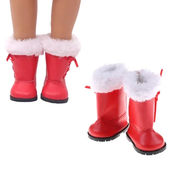

1Pair Cute Red Boots For For Fashion 18 Inch Baby Doll Accessories Wholesale Fashion Dolls Shoes