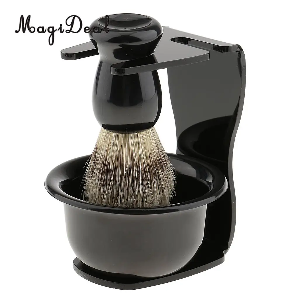 Men's Shave Set Shaving Brush+Steel Stand Holder+ Bowl Travel Kit Facial care tools High Quanlity