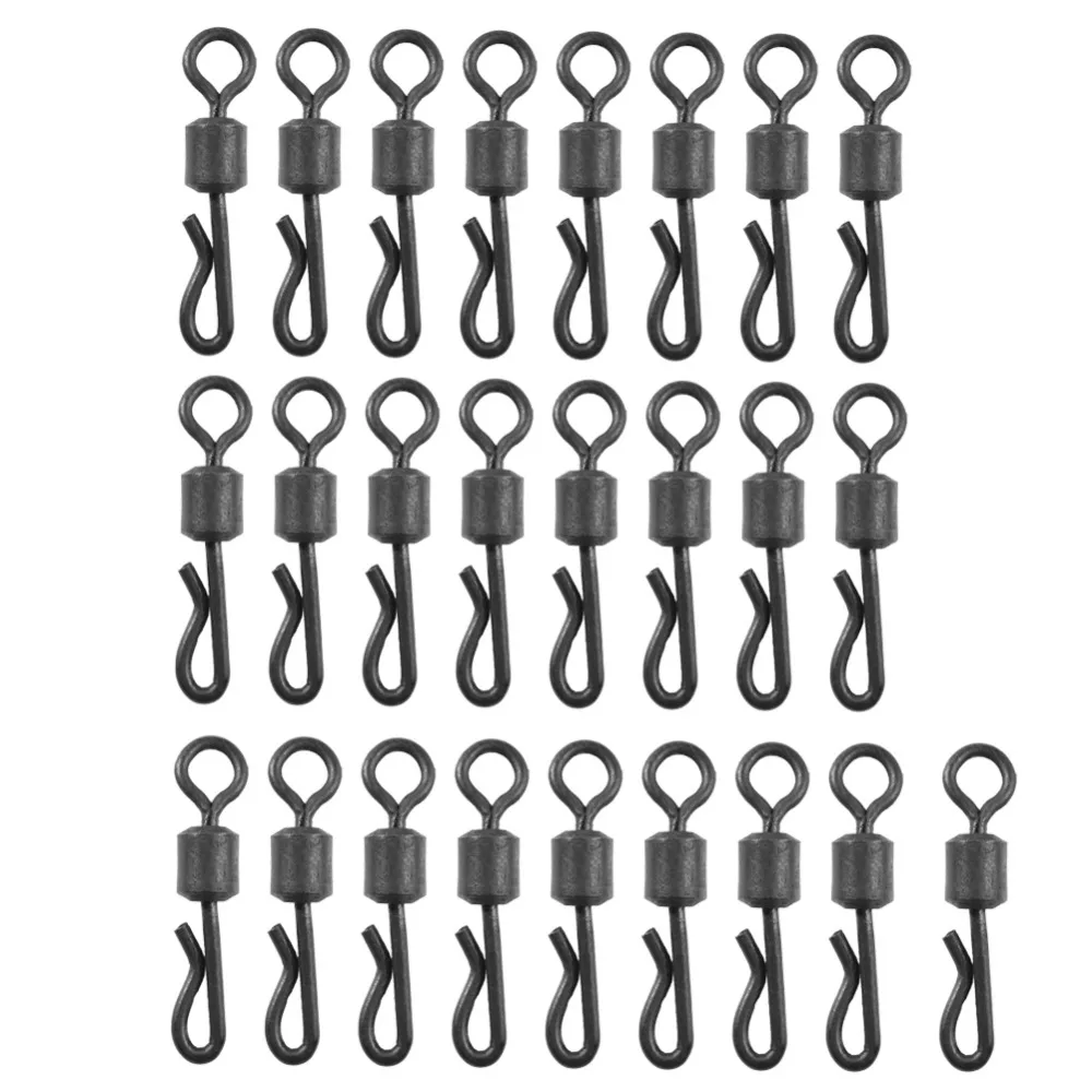 

25pcs/75pcs Large Long Body Q-Shaped Black Quick Change Swivels for Carp Fishing Accessories Size 4# Fishing Terminal Tackle