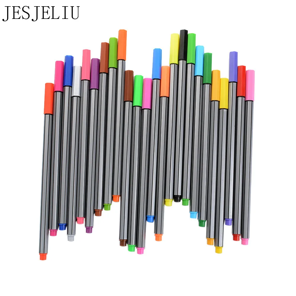 

0.4 Mm 24 Colors Fineliner Pens Superfine Marker Pen Water Based Assorted Ink Arts Drawing For Children Graffiti Hook Fiber Pen