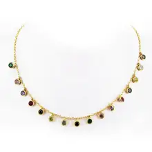 Цветные яркие капли воды CZ очаровательное богемное стильное массивное ожерелье 35+ 5 см Лето Радуга CZ бусина золотой цвет цепочка чокер Colar