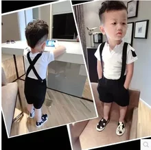 2016 Children’s Clothing Baby Boy’s Summer Wear Suits Medium and Children Short-sleeved Leisure Suspenders Two-piece Outfit