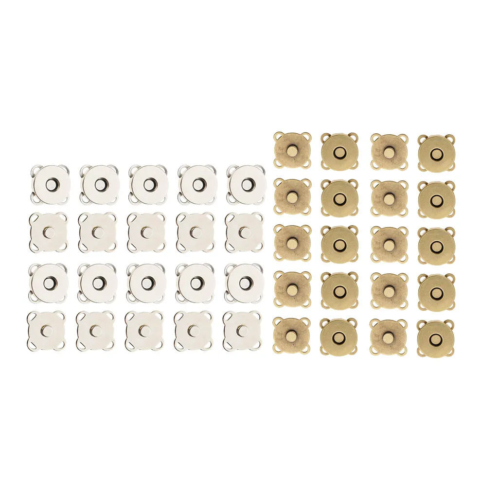 20 Sets Magnetic Snap Closure Fasteners Buttons Purse Clasp Bag Sewing Craft 14mm
