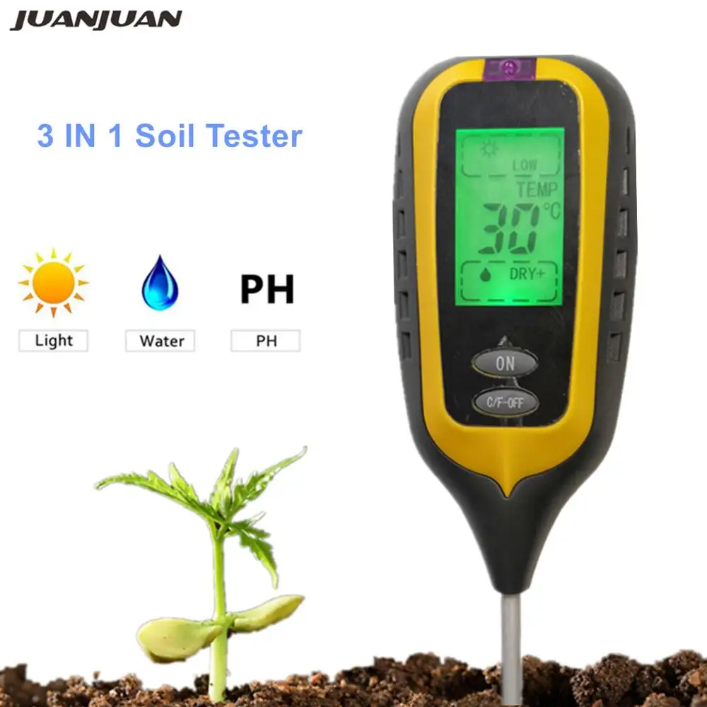 

Digital 4 IN 1 Soil Moisture Meter PH Meter LCD Display Temperature Sunlight Moisture Tester Garden Farm Lawn Plant 40% off