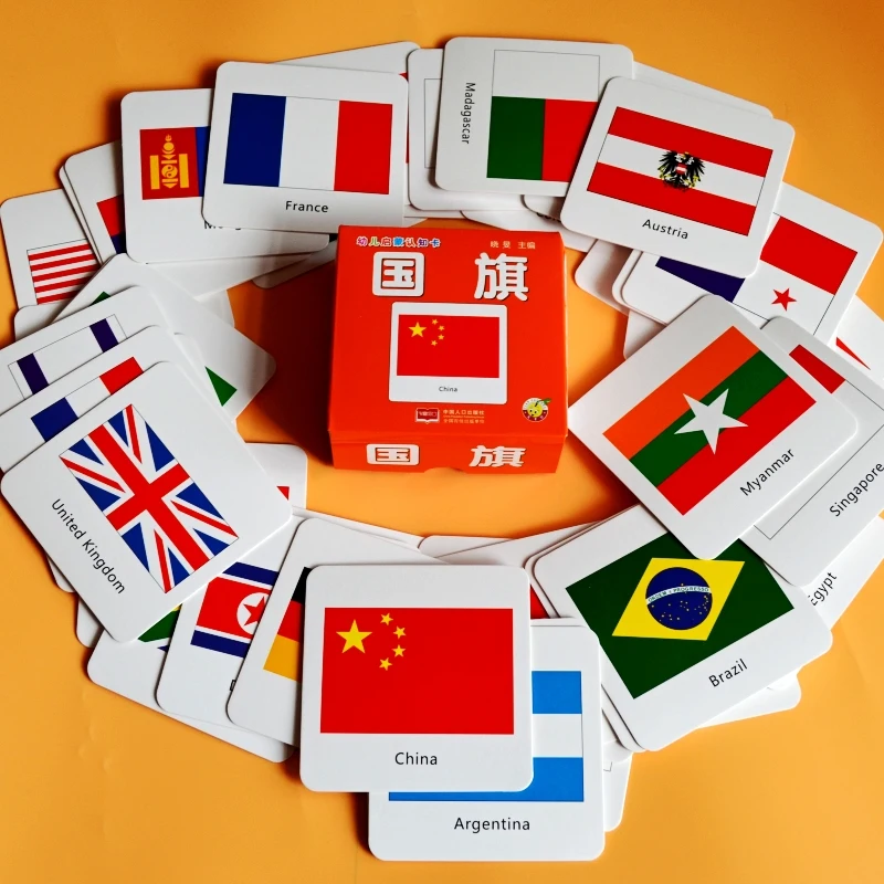 

Baby Enlightenment Cognitive Card National Flag FlashCards Englishs Adult Kids educational toys for children memory toy