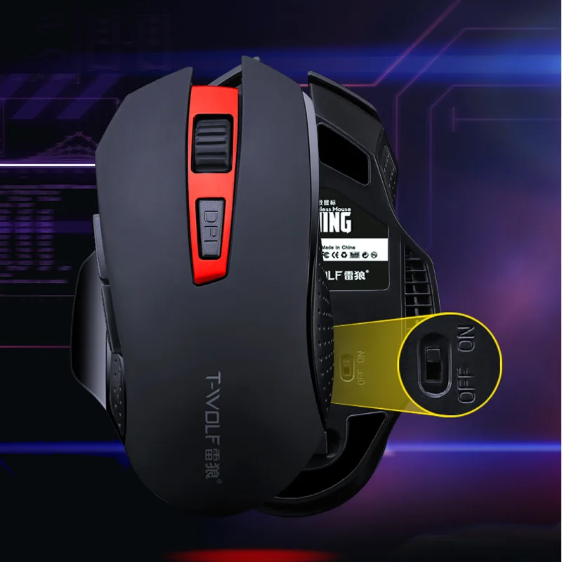 T WOLF Q11 Беспроводная игровая мышь 2400 dpi 2 4 GHz беспроводная оптическая эргономичная 6