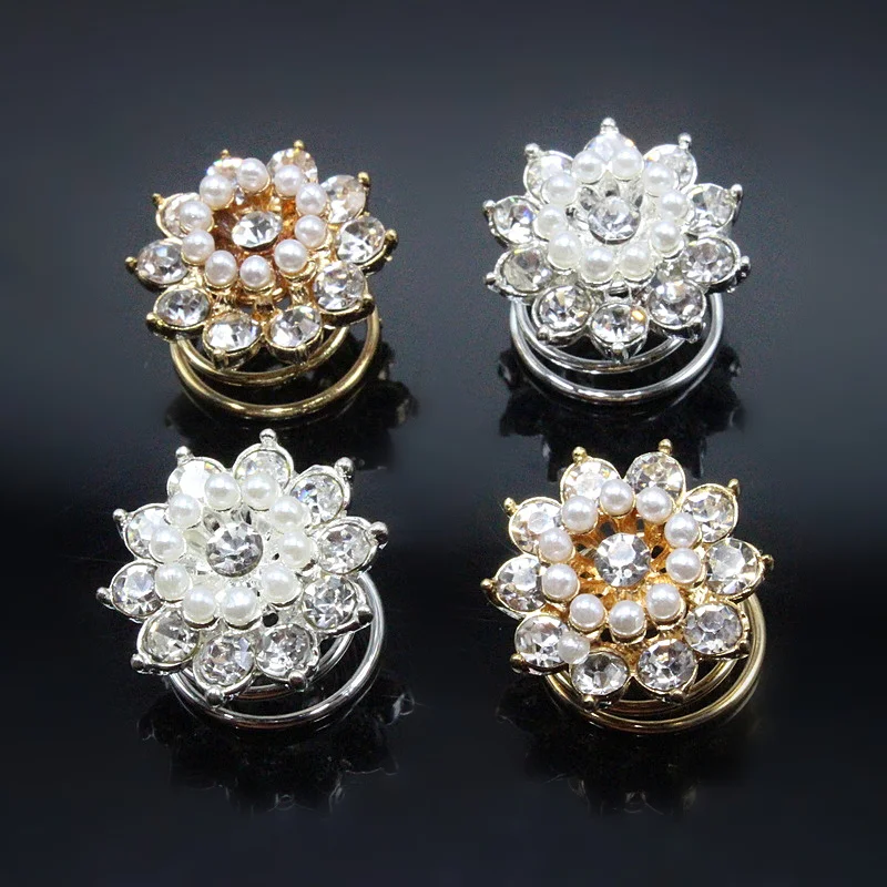 12 pcs Rhinestone Swirl Spiral Brides Twist Coils Pearl Spin Pins Girls