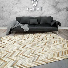 Роскошный прикроватный коврик из воловьей кожи со стразами в полоску, большой размер, натуральная коровья кожа, меховая нашивка, рабочий декор, офисный ковёр