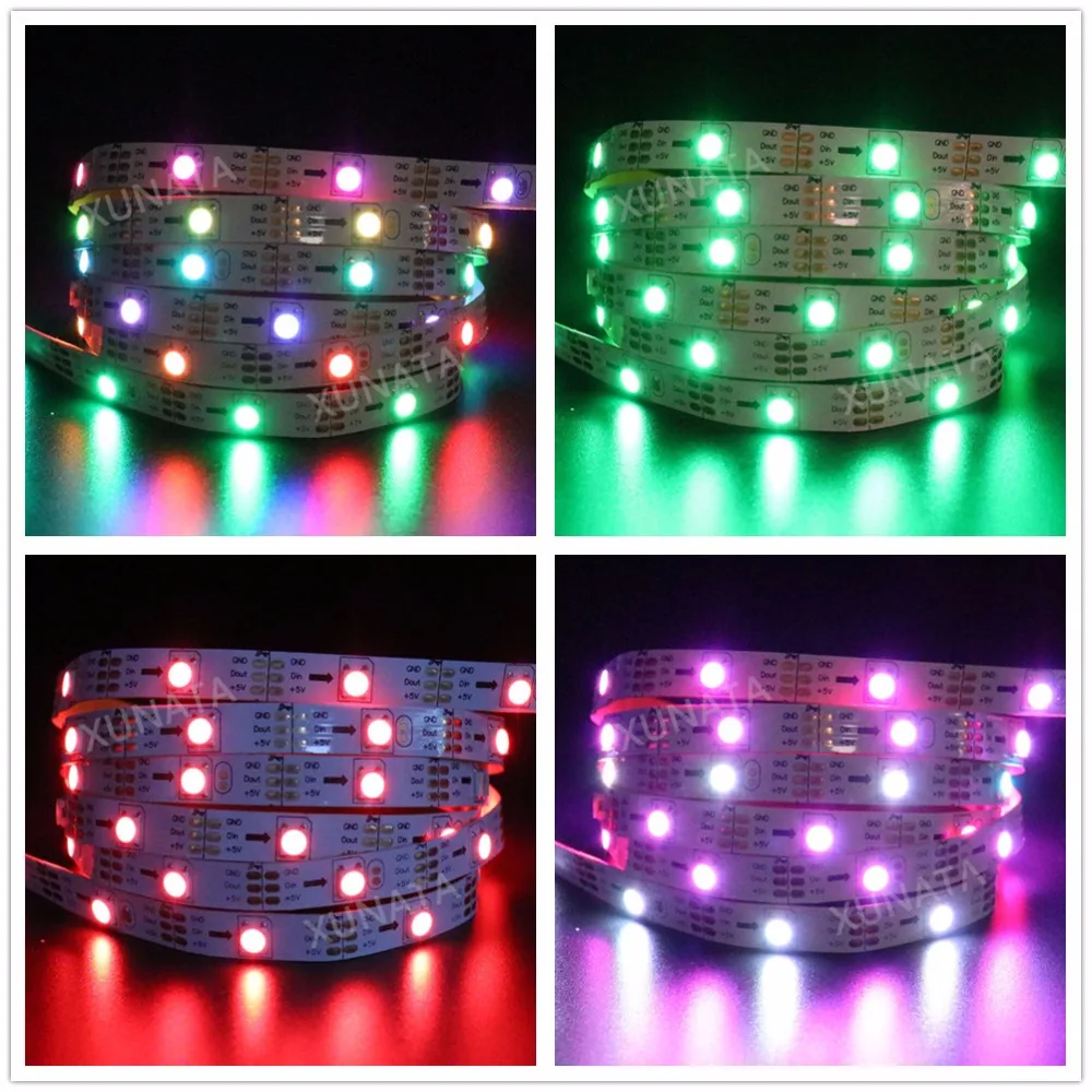 WS2811 DC 5V полноцветный 30 светодиодов/м 60 5050 SMD Светодиодная гибкая лента IP20 IP65 ТВ