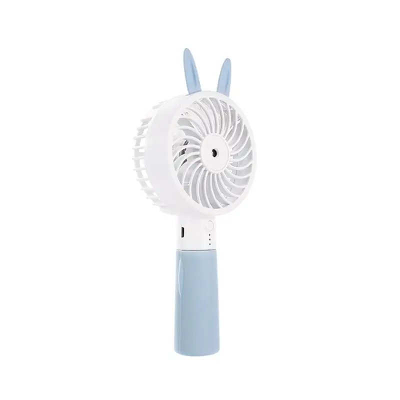 Портативный Перезаряжаемый охладитель с милыми кошачьими ушками, USB, мини-удобный охлаждающий вентилятор, настольный Карманный разбрызгивающая охлаждающая вентилятор с увлажнением - Цвет: Синий
