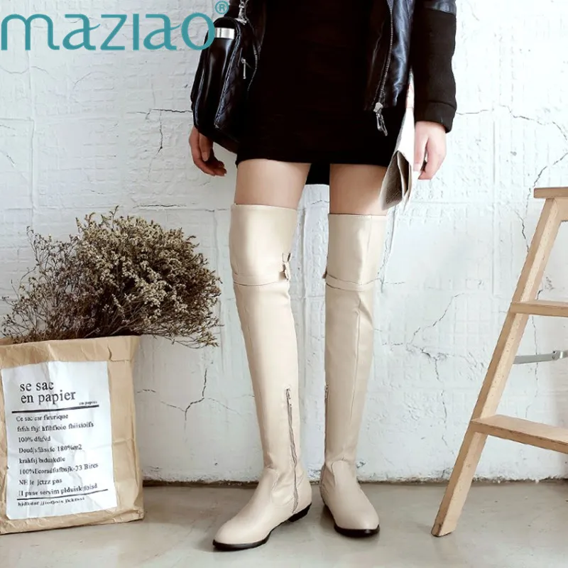 

big size 34-48 over the knee boots women pu pointed toe autumn winter fashion boots sexy high heels shoes female MAZIAO