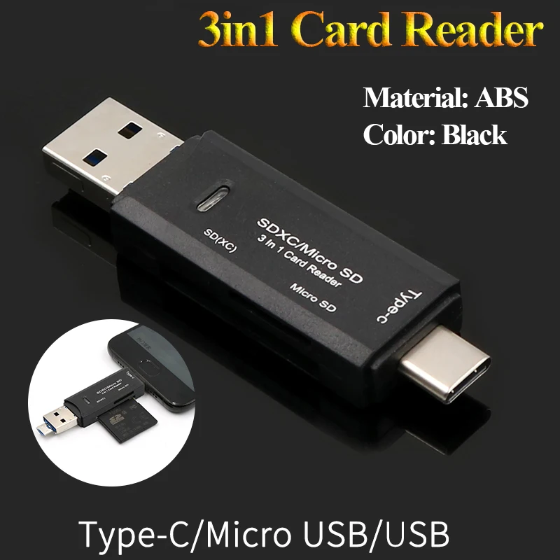 

2018 New High Speed Card Reader Adapter 3in1 USB3.1 USB-C/Type C SD TF/Micro SD For Macbook Mac OS Pro PC Laptop Computer Tablet