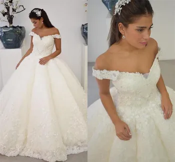 

Well-Designed Ball Gowns For Wedding With Beading Sparkly Crystals Off Shoulder Zipper Back Saudi Arabic Bridal Gowns Vestidos