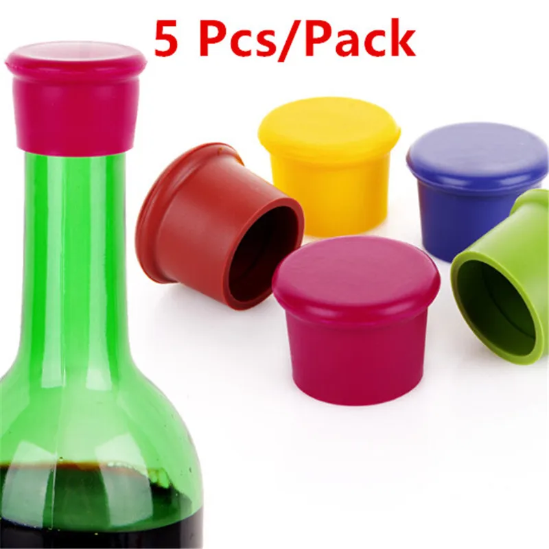 

5 pcs/Sets silicone wine stoppers Leak free wine bottle sealers for red wine and beer bottle cap