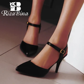 

RizaBina women's ankle strap pointed toe high heel sandals sexy fashion ladies heeled shoes large size 31-43 P23535