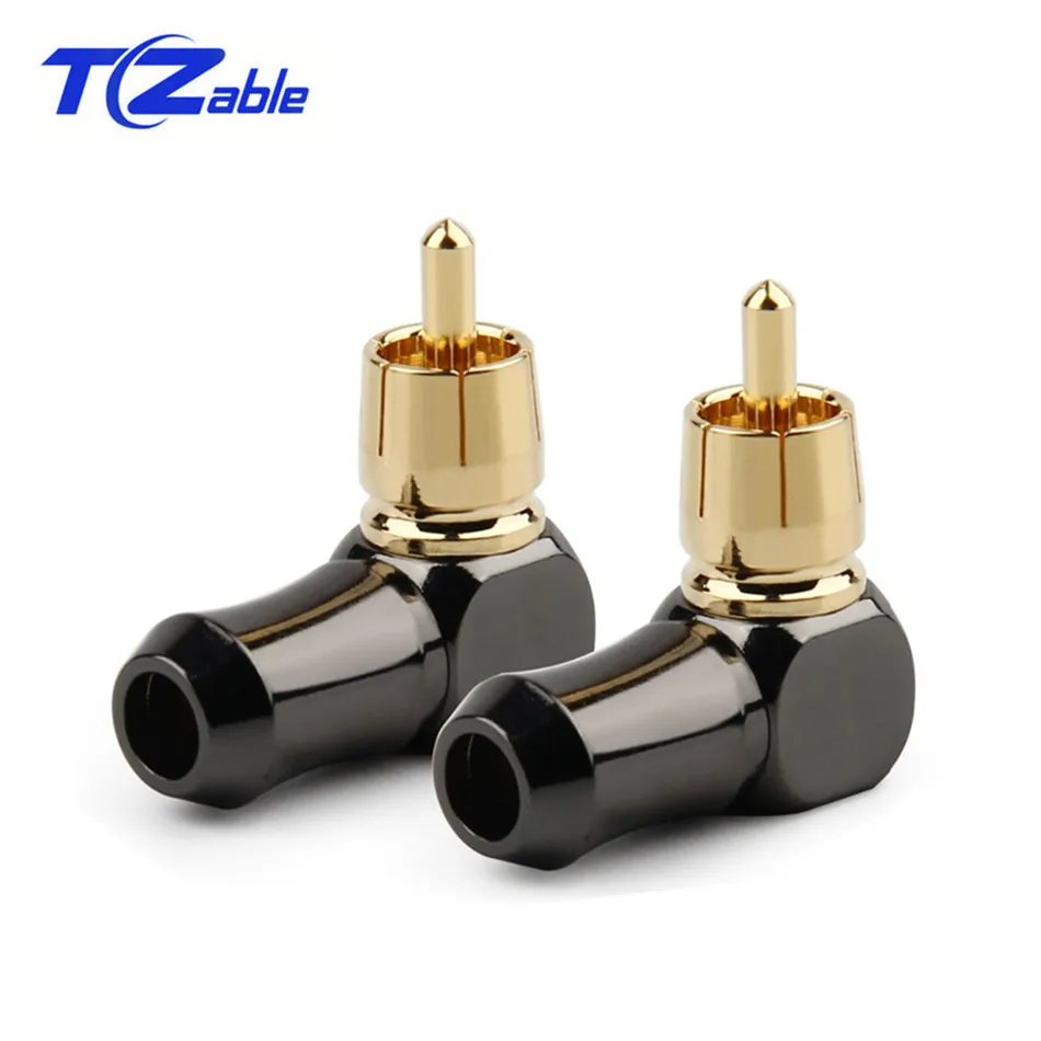 

RCA Plug Audio Adapter L-type 90-degree Curved RCA Right-angle Elbow Converter RCA Male Gold Plated Solder Wire Connector