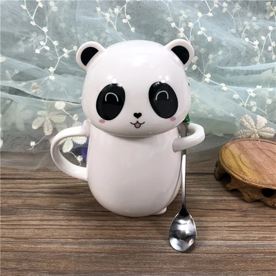 Оригинальность супер милая панда керамические чашки Чехлы ложки и кружки большой емкости мужчины и женщины чашки любителей кофе подарки