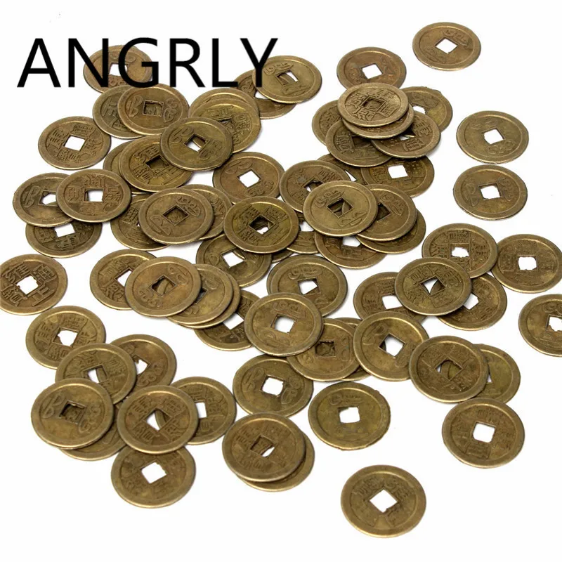 ANGRLY фэн шуй I-ching монеты Фортуна латунь Китайский древний Lucky Coin хороший