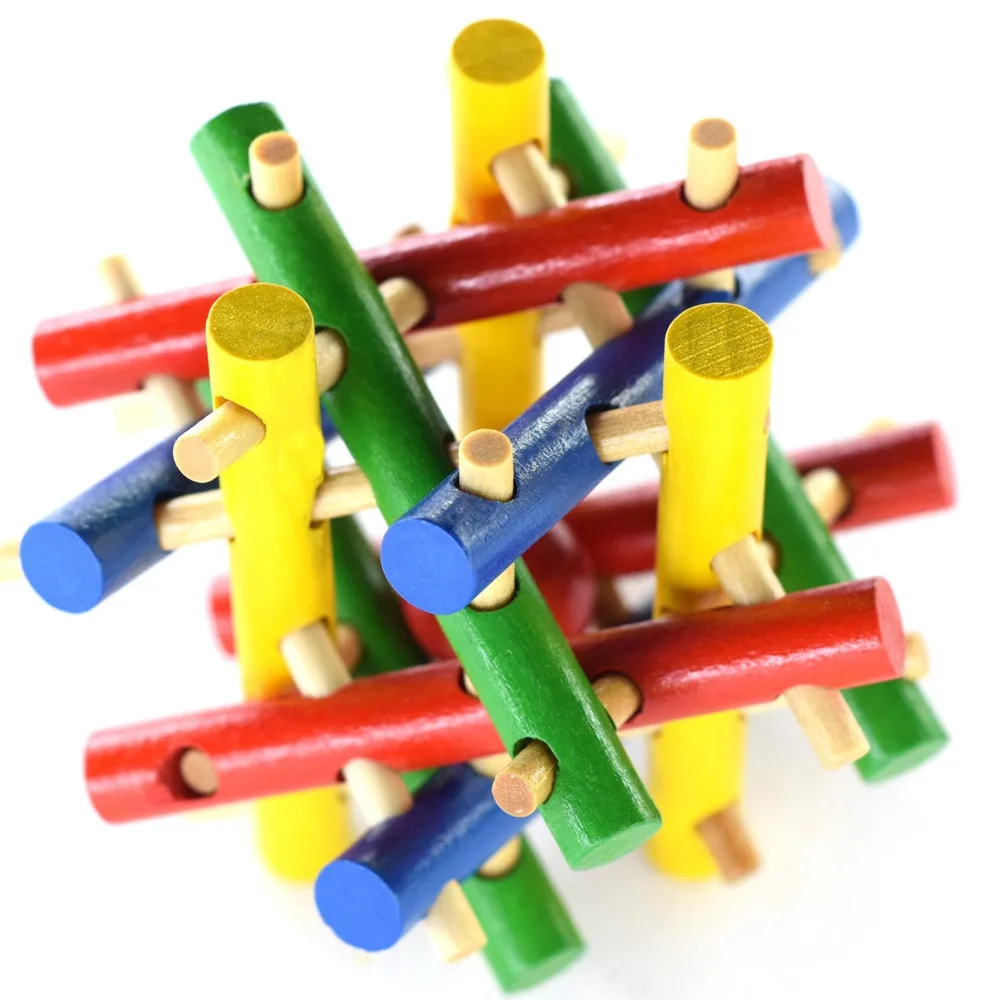

MUQGEW Puzzles Wooden Intelligence Toy Chinese Brain Teaser Game 3D IQ Puzzle for Kids Adults Hand Eyes Concentration Trainer