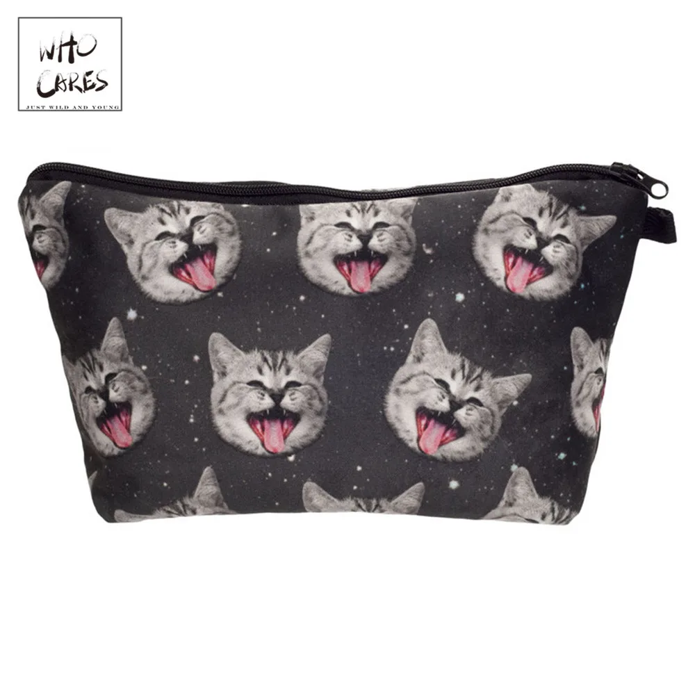 Who Cares cats Printing Fashion Cosmetic Organizer Bag Makeup Bags