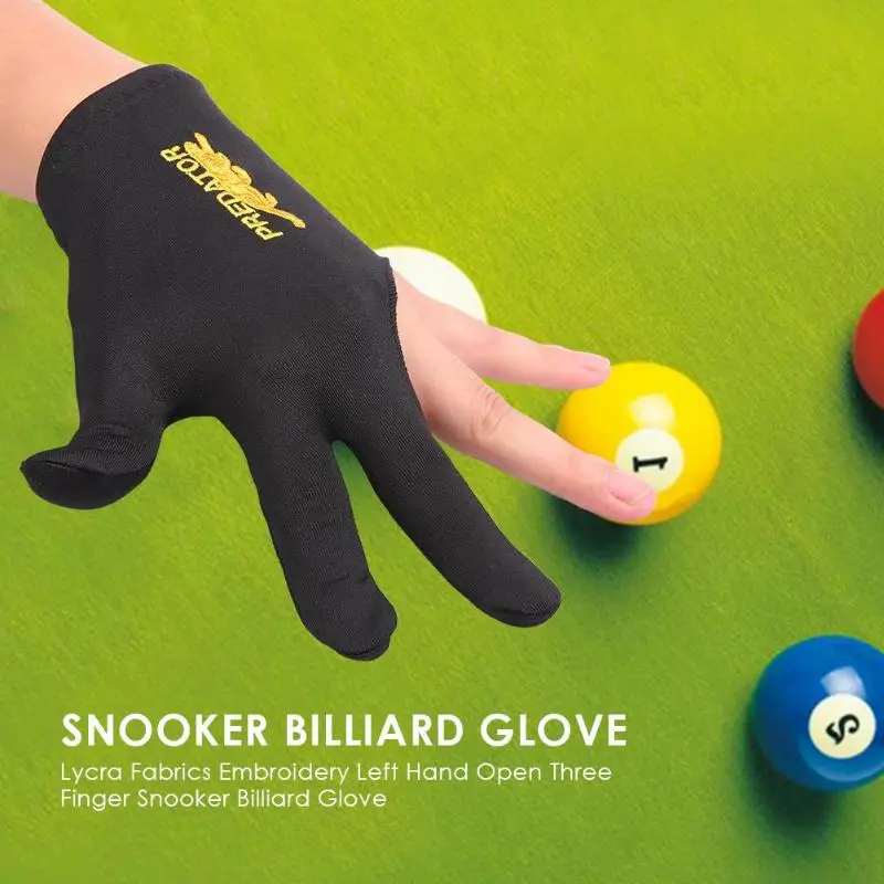 HK 1Pc Lycra Snooker Billiard Cue Glove Pool Left Hand Three Finger Accessory F 