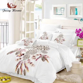 

Dream Catcher Bedding Set Queen White Duvet Cover Set 3pcs Luxury Printed Soft Bedclothes US/AU/RU Size 3 Pcs M845