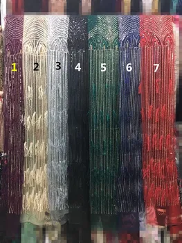 

wholesale CiCi-52030 African feather net lace fabric (5yards/lot) french embroidery tulle lace fabric with sequins