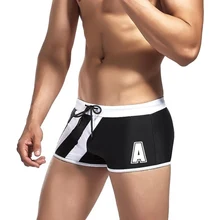 Мужские пляжные шорты с буквенным принтом, плавки с низкой талией для лета M-2XL ASD88