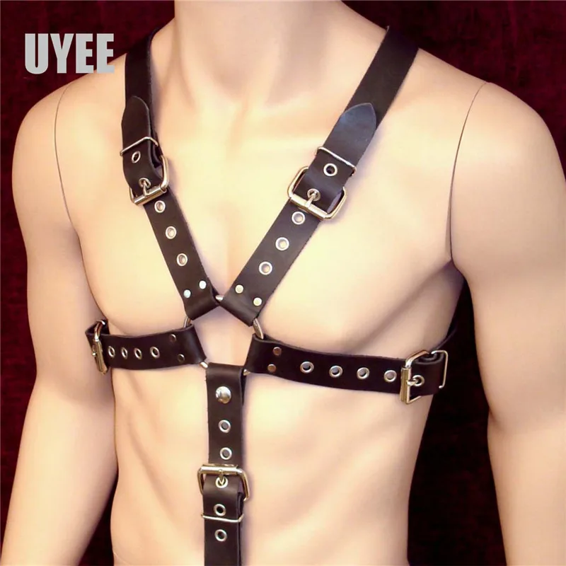 

UYEE Suspender Leather Belts New Men Lingerie Bondage Gothic Garter Belt Chest Strap Harness Gay Buckles Fetish For Man LM-004