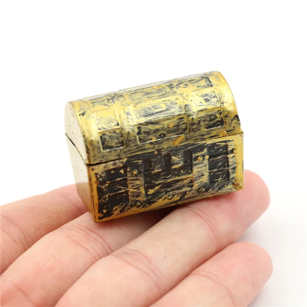 

2Pcs Dollhouse Miniature Vintage Treasure Box Mini Pirate Jewelry Box Case Pretend Play House Toys for Kids Children