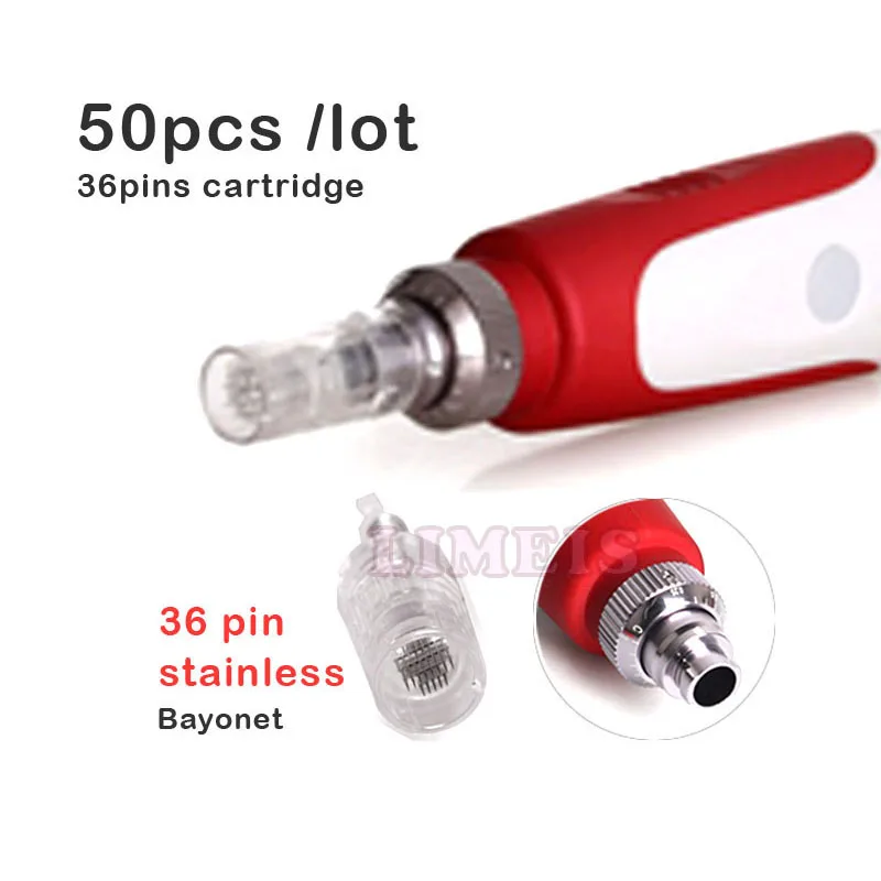 

hot! 50pcs 36 pin derma pens needle cartridge bayonet MYM auto electric derma pen replacement accessories tattoo needles tip