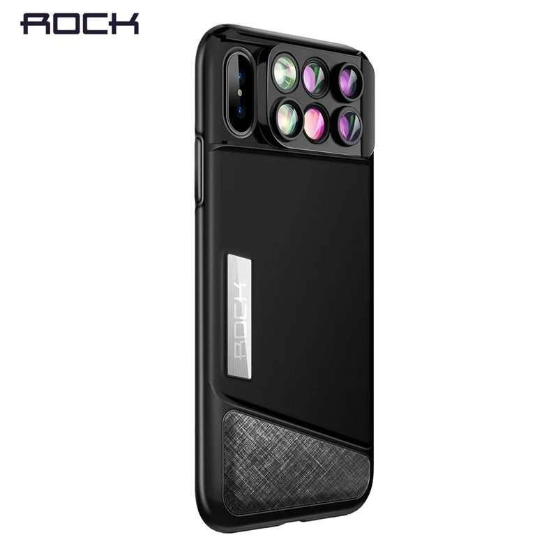 

ROCK Professional Camera Lens Phone Case for iPhone X,Telephoto/ Wide Angle/ Macro/ Fisheye Lens 6 in 1 for iPhone X Lens Case