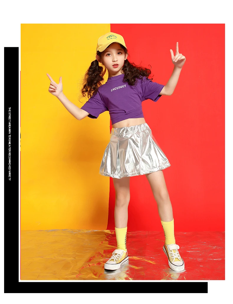 Girls boutique outfits 4 6 8 10 123 14 16 18 Years hip hop T shirt dance costume kids jazz Summer baby girls clothing set (9)