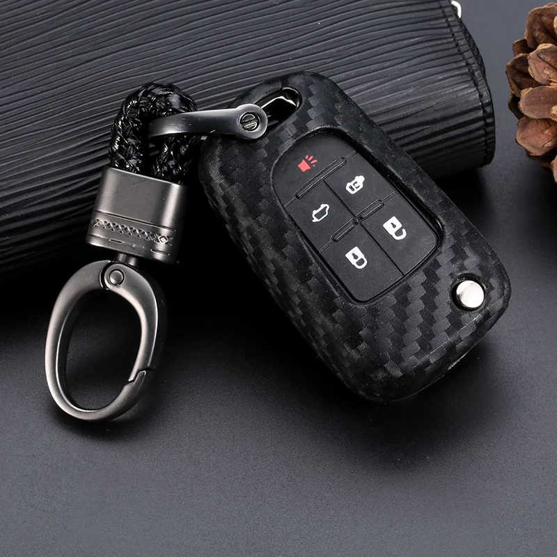 

High Quality Soft Carbon Fiber Pattern Silicone Key Rings Protection Cover for For Chevrolet Cruz Buick OPEL Car Styling