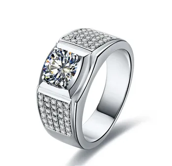 

Gorgeous New Year Gift Solid 750 White Gold 1Ct Lab Synthetic Diamant Men Ring Nice Promise Ring Engagement Bridal Jewelry