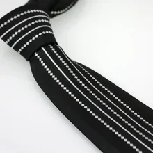 YIBEI coahella Галстуки Черная граница серебряные вертикальные полосы тканый галстук, жаккардовый мужской повседневный галстук бизнес свадебное платье ручной работы