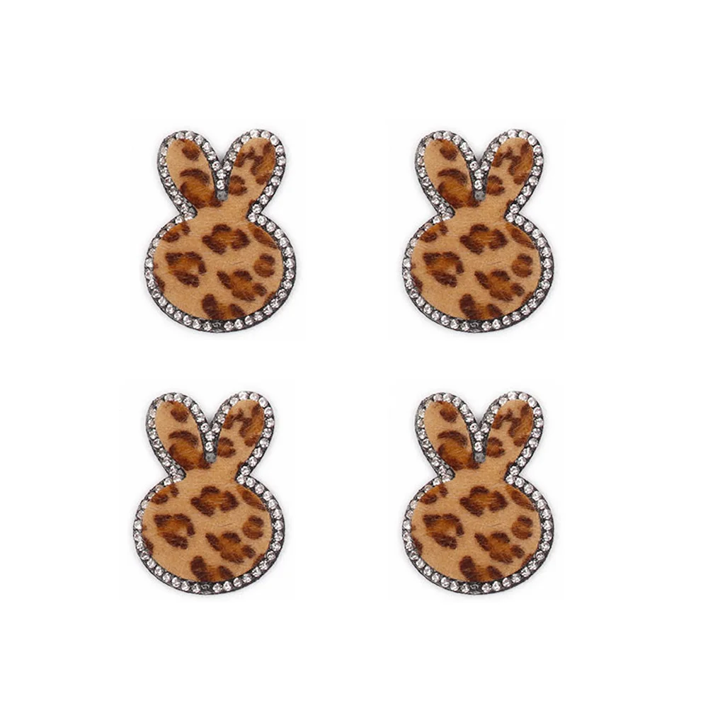 rabbit IBOWS 4 шт. леопардовая аппликация Алмазный фетр для шитья одежды Лоскутная повязка на голову "сделай сам" заколка для волос аксессуары украшения - Цвет: rabbit