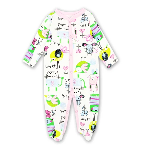 Baby Romper Long Sleeves Cotton Comfortable Baby Pajamas Cartoon Printed Newborn Baby Boy Girl Clothes - Цвет: 2