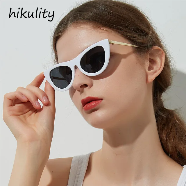 81010 White Frame Cat Eye Sunglasses Women 2018 Unique Ladies Shades