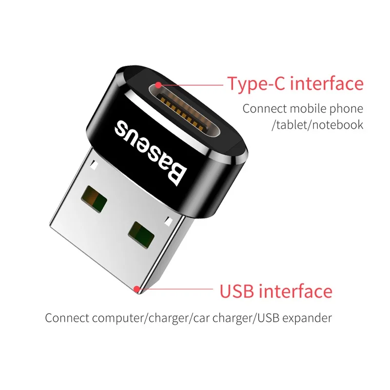 Адаптер Baseus USB на usb type C OTG USB-C конвертер type-c адаптер для samsung S10 Xiaomi Mi 9t Oneplus 7 6t USB OTG разъем