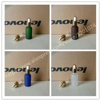 

30ml brown/clear/blue/green frosted Glass Essential Oil Bottle With aluminum shiny gold basket ring+white/black cap.Oil vial