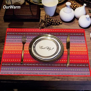 

4pcs Cotton Table Placemat Fashion Colorful Square Placemats for Dining Table Mat Disc Pads Bowl Pad Wedding Decoration Supplies