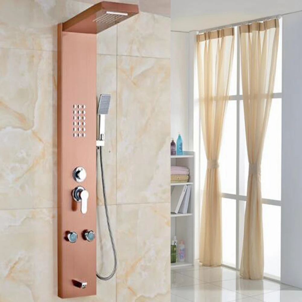 Wall Mounted Shower Panel Rainfall Shower W/ Body Jets & Hand Shower