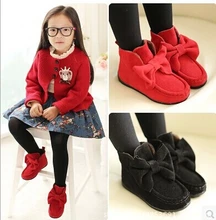 2016 New Spring Kids Boots for Girls 2 Colors Children Flat Solid Bow Boots Fashion Trench Kids Brief Shoes 4-15 Years