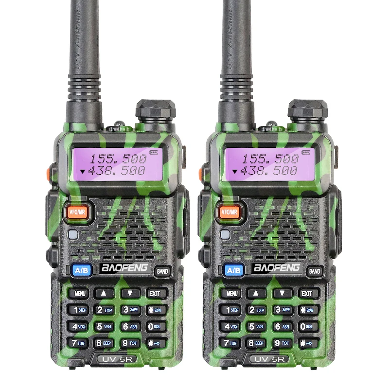 2PCS LOT Hot Sell Camouflage 5W Dual Band 136 174 400 520MHZ Baofeng UV 5R Walkie