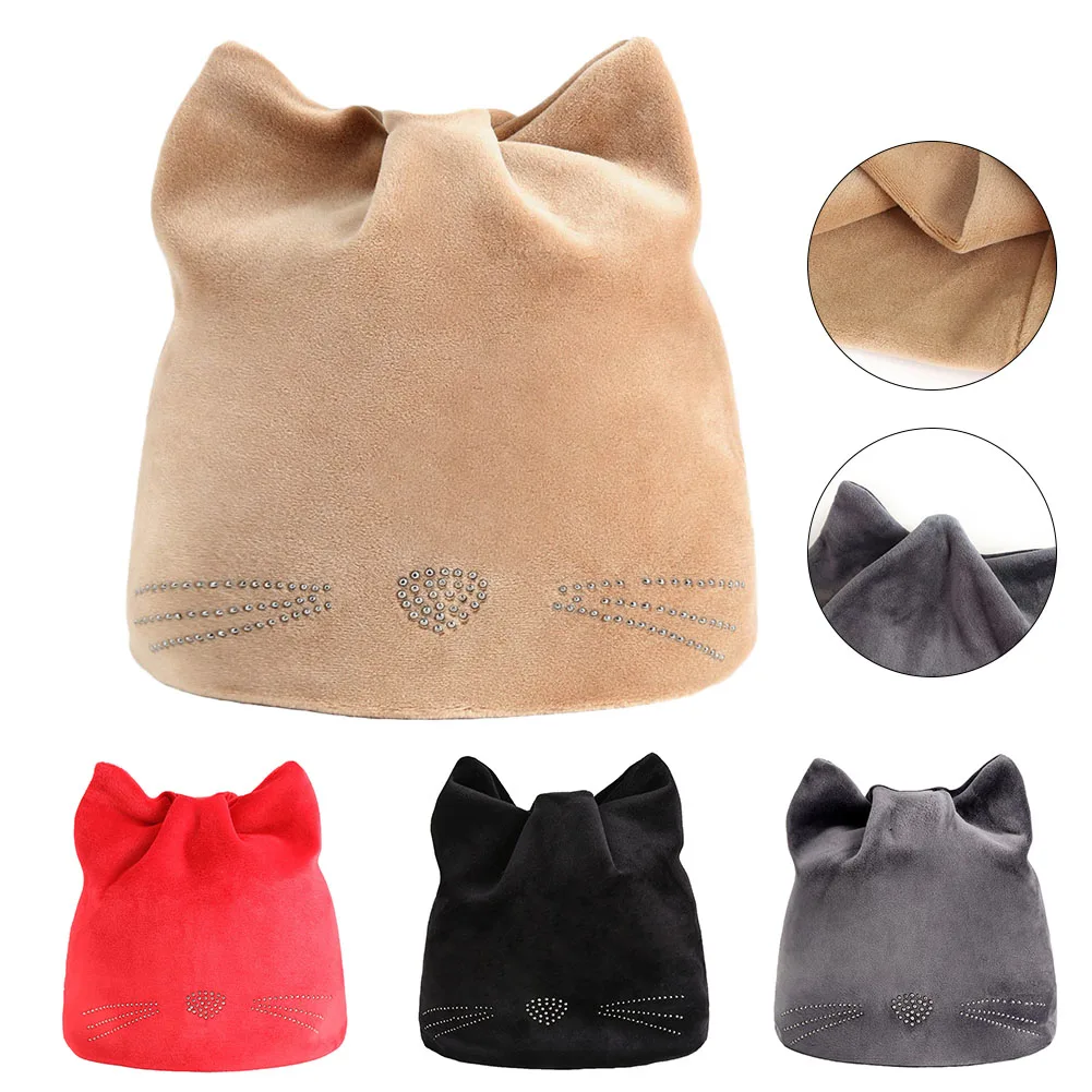 

1 Pcs Children Kids Boy Girl Hat Cap Cat Ears Solid Color Warm for Autumn Winter NFE99