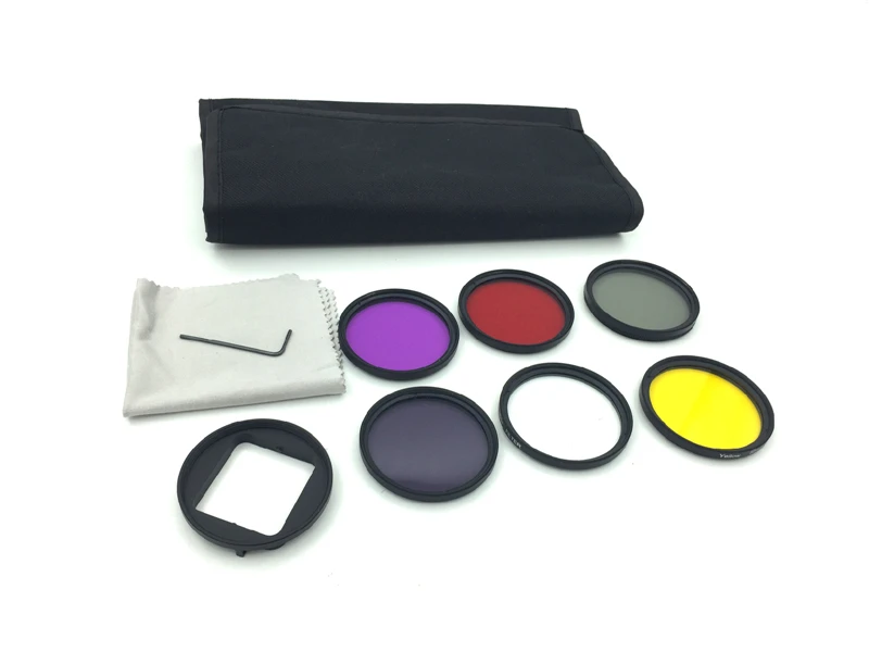 52mm Filters les Set Yellow Purple Red Color Circular Gopro Polarizer